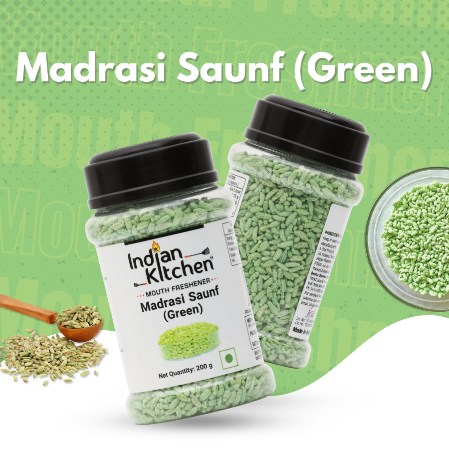 Indian Kitchen Madrasi Green Saunf 200g Indian Kitchen Madrasi Green Saunf 200g